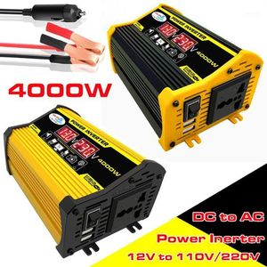 Car Jump StarterPower Inverter 4000W Power Solar Converter Adapter Dual USB Pantalla LED 12V a 220V 110V Transformador de voltaje Modi272O