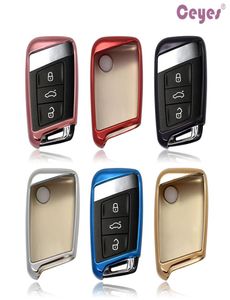 Couverture de clés de voiture TPU Protection Auto Remote Key Cover Shell pour VW 2016 2017 Passat B8 Skoda Superb A7 ACCESSOIRES DE CAR