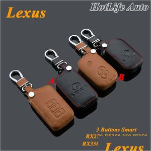 Clé de voiture pour Lexus IS250 RX270 RX350 RX300 CT200H ES250 ES350 RX NX GS Keychain en cuir authentique 3 Boutons Smart Case Er Drop Livraison A DHUR1