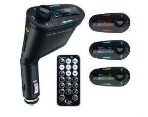 Kit de coche Reproductor de MP3 Modulador de transmisor FM inalámbrico LCD USB inalámbrico con kit de coche Bluetooth de luz azul / roja remota con caja de venta al por menor