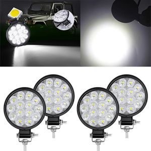 Voiture LED travail lumière phare rond Auto avant antibrouillard projecteurs pour voiture moto SUV camion chariot élévateur 42W 14LED DC12V/24V