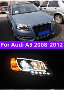 Feux de voiture pour AUDI A3 2008 – 2012, mise à niveau des phares, lentille de projecteur LED, Signal DRL, feux de jour, phare avant