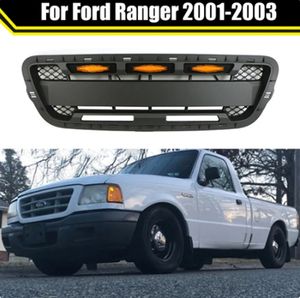 Grille de course de calandre de masque de pare-chocs avant d'abs modifié par voiture avec des lumières de LED pièces extérieures automatiques noires pour Ford Ranger 2001-2003