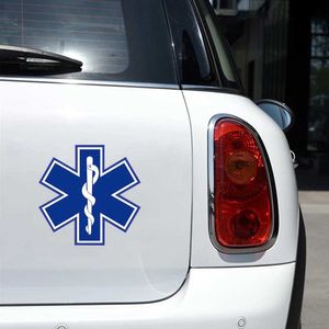 Pegatina de Metal modificada para coche, insignia de ambulancia de emergencia azul de estrella de la vida, guardabarros lateral para coche, accesorios de decoración para maletero