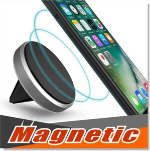 Clip de soporte para montaje en automóvil para teléfono inteligente Soportes para teléfono con marco de aluminio magnético de ventilación de aire premium universal para iPhone 6 7 Plus con paquete minorista