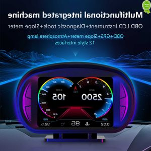 Coche nuevo 4 pulgadas HUD OBD + GPS pantalla frontal de coche inteligente voltaje de exceso de velocidad alarma de temperatura del agua medidor de pendiente velocímetro accesorios de coche