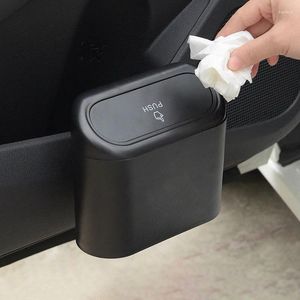 Organizador de coche, caja de almacenamiento de basura colgante para puerta, accesorios para estuche antipolvo para vehículo, cubo de basura tipo prensa cuadrado Abs negro multifunción