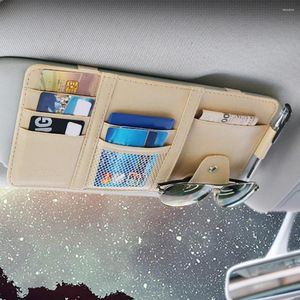 Organisateur de voiture pare-soleil gain de place multi-fonction facile à appliquer carte en faux cuir stockage de documents portefeuille de poche pour SUV