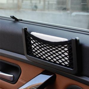 Organizador de coche, bolsa de almacenamiento Universal para teléfono, bolsillo de red para pegar, soporte de malla trasera para teléfono móvil, accesorios de montaje para Auto RV ATV