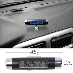 Voiture Portable 2 en 1 voiture numérique Lcd horloge affichage de la température horloge électronique thermomètre voiture automobile rétro-éclairage bleu avec clip