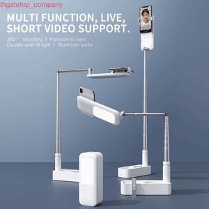 Car Portable Phone Holder Stand With Wireless Dimmable LED Selfie Fill Light Lamp For Live Video Fill Light Retractable Phone Stand