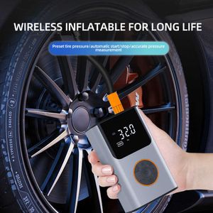 Inflador de neumáticos portátil inalámbrico para coche, bomba de aire, compresor de neumáticos de 0,2-150 Psi, 4 boquillas, Mini banco de energía de 4000mah con Usb