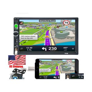 Caméras de recul de voiture Capteurs de stationnement Double Din Stéréo Caméra de recul Bluetooth 7 pouces Touch Sn Radio Mp5 Player Mtimedia Fm/Usb/Sd Dhg5X