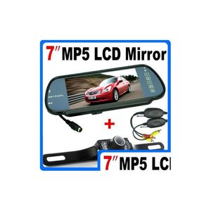 Caméras de recul de voiture Capteurs de stationnement HD 7 pouces Bluetooth MP5 Caméra de recul Moniteur LCD Miroir de recul LED Vision nocturne Sauvegarde Dro Dh3Gd