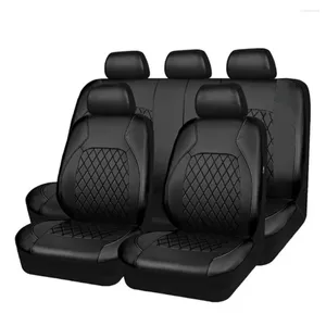 Cubiertas de asiento de automóvil 9 piezas de cubierta universal Conjunto de vehículo de cuero PU Cushion con almohadilla protectora rodeada de almohadilla anti-Scratch Fit Sedan SUV TR