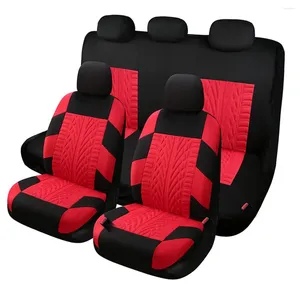Housses de siège de voiture, un ensemble complet de rouge, avec décoration d'indentation de pneu de marque, pour intérieurs de femmes, adaptées à la plupart des Mo