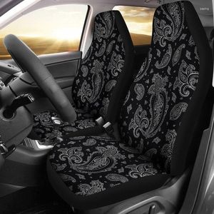 Fundas para asientos de coche Negro Blanco Decoración elegante con clase Par 2 Accesorios de protección frontal