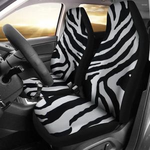 Fundas para asientos de coche, juego de fundas con estampado de cebra, color blanco y negro, accesorios de 2 piezas, alfombrillas