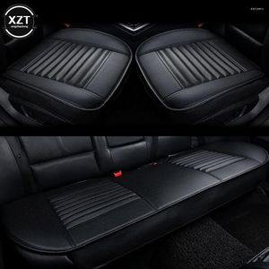 Fundas de asiento de coche, cubierta frontal de cuero PU, cojín para automóviles, Protector Universal para silla, alfombrilla antideslizante para coche