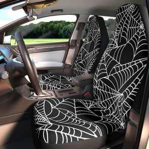 Housses de siège de voiture Goth Housses de siège de voiture Spiderweb Creepy Spooky Spiders Web Alt Edgy Noir Blanc Dark Vampire Witchy Wicca Wiccan Gothic Vehicle Ac T221110