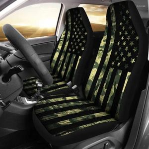 Housses de siège de voiture Camouflage vert drapeau américain USA paire 2 couverture avant pour protecteur Ac