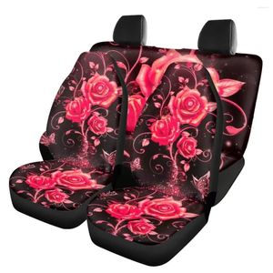 Couvertures de siège d'auto ombre rose rose papillon motif de couverture arrière avant set intérieur auto