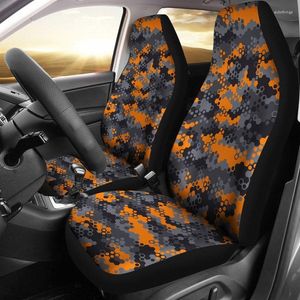 Housses de siège de voiture Orange Camouflage Camo Art abstrait Paire 2 Accessoires de protection avant