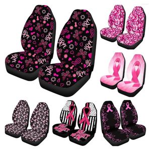 Fundas para asientos de coche, color rosa, cáncer de mama, juego de 2 fundas para asientos de coche, accesorios interiores universales para mujeres