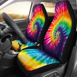 Housses de siège de voiture Tie Dye motif tourbillon paire 2 couverture avant pour protecteur Ac