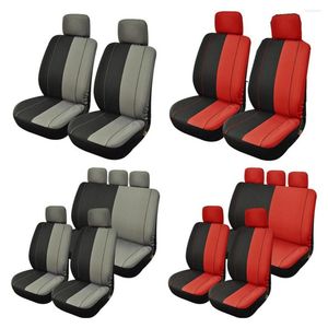 Housses de siège de voiture Couverture universelle 5 Cuir complet pour berlines SUV Auto Gris Rouge Couleur