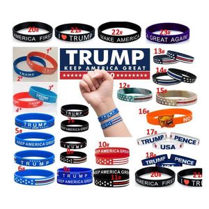 Autocollants de voiture 23 types Trump Make America à nouveau à nouveau lettre de bracelet en caoutchouc Sile Supporters Bracelets Basketball Drop Deved Dhqzn