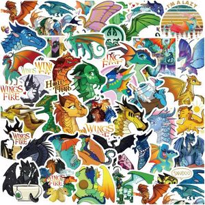 Autocollants de voiture 50pcs ailes de dragon de feu animal dessin animé autocollant bricolage téléphone portable Lage planche à roulettes Iti décalcomanies amusant pour enfant livraison directe A Otf1H