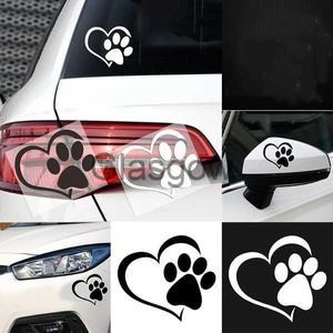 Autocollants de voiture patte de chien mignon avec coeur de pêche autocollant de voiture dessin animé Animal prendre chien chat amour autocollant de voiture pour animaux de compagnie x0705