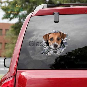 Autocollants de voiture EARLFAMILY 13 cm pour Jack Russell Terrier éclats de verre autocollants de voiture drôle décalcomanie voiture Assessoires autocollant de pare-brise étanche x0705