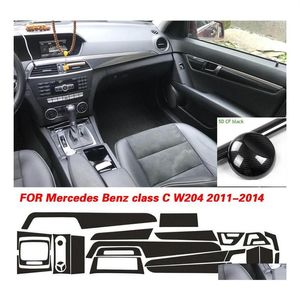 Pegatinas de coche para Benz Clase C W204 20112014, manija de puerta de Panel de Control Central Interior, calcomanías de fibra de carbono 3D 5D, estilo Drop Deli203V