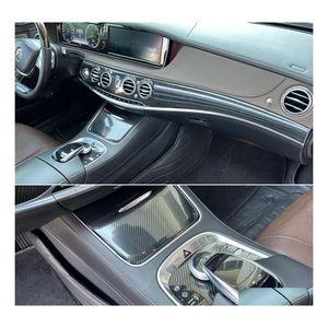 Autocollants de voiture pour classe S W 2014 panneau de commande central intérieur poignée de porte décalcomanies en fibre de carbone accessoire de style livraison directe mobile Dhw1H
