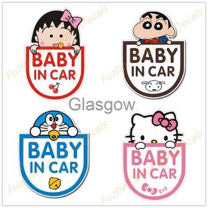 Autocollants de voiture Fuzhen Boutique Stickers Accessoires extérieurs Autocollant de voiture Bébé dans la voiture à bord Dessin animé mignon rose Doraemon Marukochan Décoration x0705