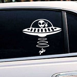 Autocollants de voiture Jeep autocollants de voiture papier décoratif verre vent enlèvement extraterrestre UFO Ji amusant créatif dessin animé réfléchissant étanche vinyle décalcomanies x0705