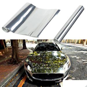 Autocollants de voiture Sier Chrome Diy Car Body Films Brillant Couleur Véhicule 3D Vinyle Film Wrap Sticker Decal Air Release Drop Delivery Mob Dhidh