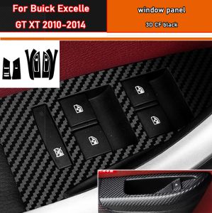 Autocollant de style de voiture en carbone noir, autocollant de garniture de panneau de commutateur de bouton de lève-vitre de voiture 4 pièces/ensemble pour Buick Excelle GT XT 2010 – 14