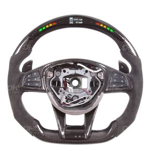 Volante de conducción de estilo de coche, volante de rendimiento LED de fibra de carbono Real Compatible con AMG A45 A63 C45 C63 E63 W205 W204
