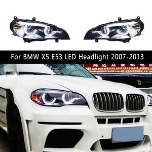 Lampe avant de style de voiture DRL, feu de jour, clignotant, pour BMW X5 E53, phare LED 07-13, faisceau haut, lentille de projecteur Angel Eye
