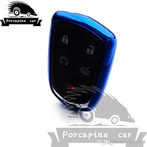 Car-styling Intelligent TPU Case Remote Key Case 5 Bottons Keyfob Porte-clés Porte-clés de voiture pour Cadillac ATS XT5 CT6 Accessoire2312