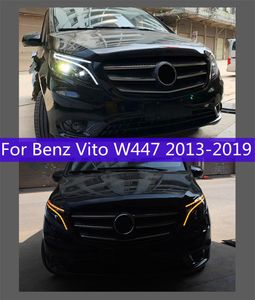 Lumières de coiffage de voiture pour Benz Vito 2013-19 Full LED phares W447 DRL Running Light Turn Signal Angel Eye Projecteur Lens