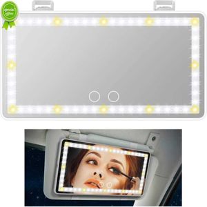 Espejo de tocador con visera para coche, espejo de maquillaje con 3 modos de luz, 60 LED, luz Led recargable, espejo para coche con toque regulable