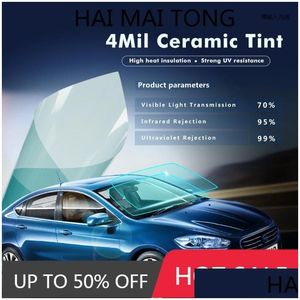 Voiture Sunshade Vlt70% Bleu à bleu clair feuille de pare-brise Sticker Film 4mil épaisseur Nano Céramique Tint Protection solaire 0,5x6m Drop de D DHS9U