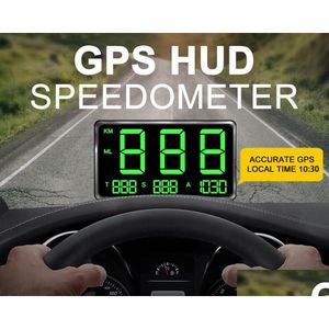Vidéo de voiture Grand écran 4,5 GPS Compteur de vitesse Affichage numérique de la vitesse Système d'alarme de vitesse universel pour vélo moto camion Drop Dhu1P
