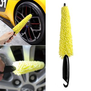 Lavage de voiture Portable en microfibre roue pneu jante brosse voitures roues nettoyage automatique pour les soins avec poignée en plastique lavages de voiture détaillant outils inventaire en gros