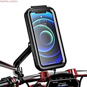 Support de téléphone portable de moto étanche pour voiture pour support de smartphone de 4,7 à 6,8 pouces support anti-secousse de rétroviseur avec écran tactile