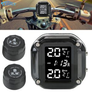 Car Wireless with 2 External Sensors LCD Display Motorcycle TPMS Motor Tire Pressure Monitoring Alarm System Tyre Temperature